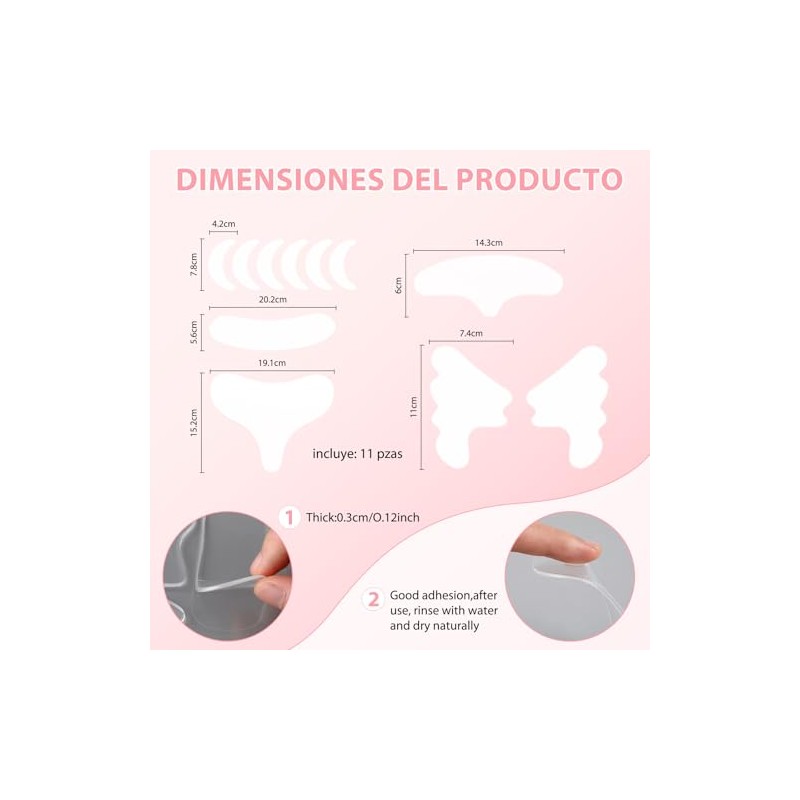 11PCS Parches de Silicona,Colágeno,Contorno de Ojos Antiarrugas Humectantes