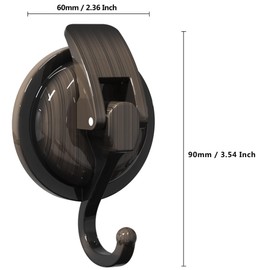 SOCONT Heavy Duty Vacuum Suction Cup Hooks, Red Bronze Plated Polished Super Suction for Kitchen Bathroom, 4 Pack