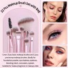 Set 22 Brochas De Maquillaje Profesional Con Cosmetiqueras Color Rosa