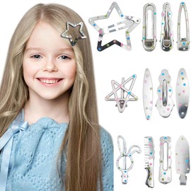 12PCS Y2k Colorful Polka Dot Hair Clips for Women Girls, No Slip Kawaii Cute Metal Star Barrettes Hair Accessories for Thin Thick Curly Hair