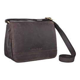 STILORD 'Malou' Vintage Leather Handbag for Ladies Elegant Shoulder Bag Small Women's Purse Classic Crossbody Bag Evening Bag Party Bag Genuine Leather, Colour:dark - brown