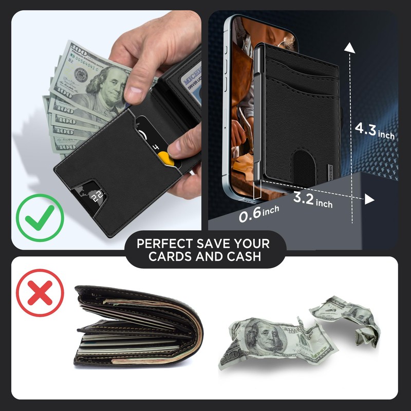 Wallet for Men - Pop Up Case, Cash Slot, and