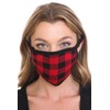 C.C Reusable Washable Knit Pattern Face Mask, Knit Plaid Red/Black,