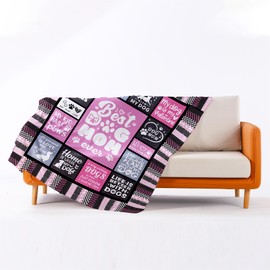 Dog Mom 50X60 Soft Throw Blanket 310 Grams Pink Throw Gifts for Dog Lovers Meaningful Mother's Day Present for Dog Moms Owners Designed for Easy Maintenance