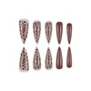 Brown Press on Nails Long Fake Nails Stiletto False Nails