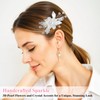 Mabor White Flower Hair Clip Bridal Hair Flowers with Silver