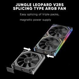 Jungle Leopard Interstellar-V2RS Daisy Chain RGB PC Fan 120MM Triple Pack,1850RPM/68CFM/2.4mmH2O,5V3PIN ARGB and 12V4PIN PWM Fan (Black)