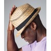 COOZO Mens Straw Summer Trilby - Natural - L-XL