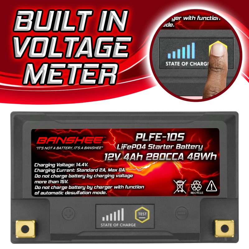Banshee Lithium Powersport Battery with Smart BMS, 12V 8Ah PbEq