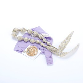 Little Girls Gift Set- Bandana Head Scarf x1, Floral Necklace x1, Hair Clip x1 (Age 3-8 Y)