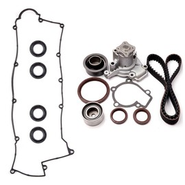 TS26284 ASTOU Timing Belt Kit w/Water Pump Fit for 2005-2008 for Kia for Sportage 2.0L, 2005-2006 for Kia for Spectra5 2.0L Replace WP913 Replacement Tensioner (early fixed style bearing)