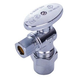 MIDLINE VALVE 81412QS-OM Water Supply Stop Valve with Quarter Turn Wheel; Lead-Free; Angle Shut-off for Toilet, Sink, Dishwasher; 1/2 in. CPVC x 3/8 in. O.D. COMP; Chrome Plated Brass