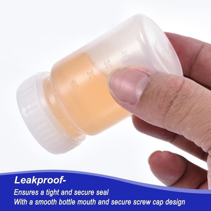 PATIKIL 5 Pcs 50ml Reagent Bottles, PE Wide Mouth Round