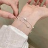 LTPSAHEZK Double Chain Bracelet with Star Pendant, 925 Silver Tone,