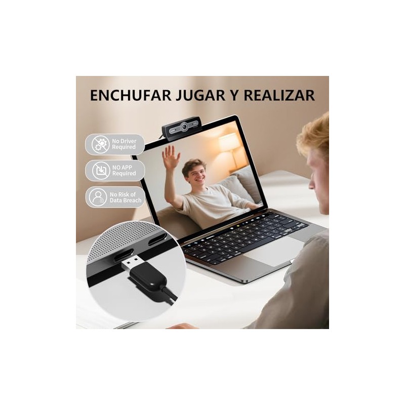 Full HD 1080P cámara web para computadora portátil con micrófono,