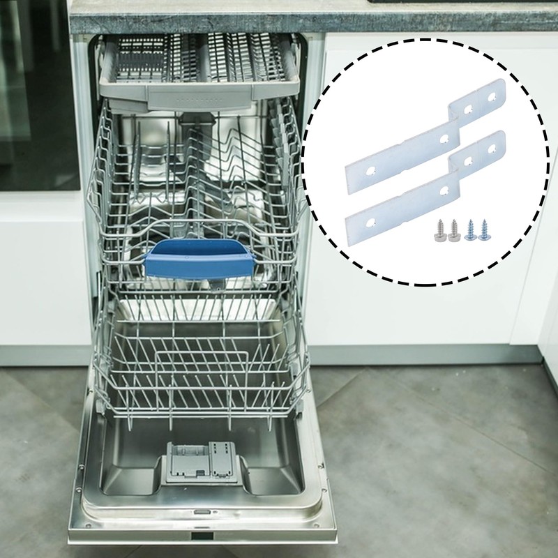 RDEXP 2Pieces Silver Dishwasher Side Mount Bracket Kit w/Screws Replacement