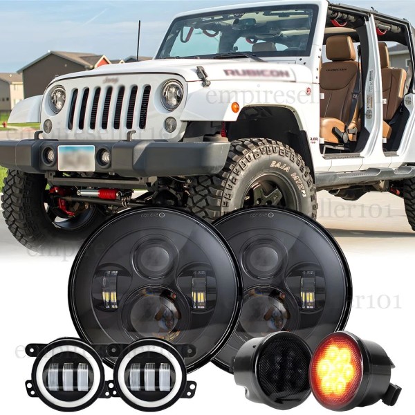 Unbranded for Jeep Wrangler JK JKU Set 7" LED Headlights