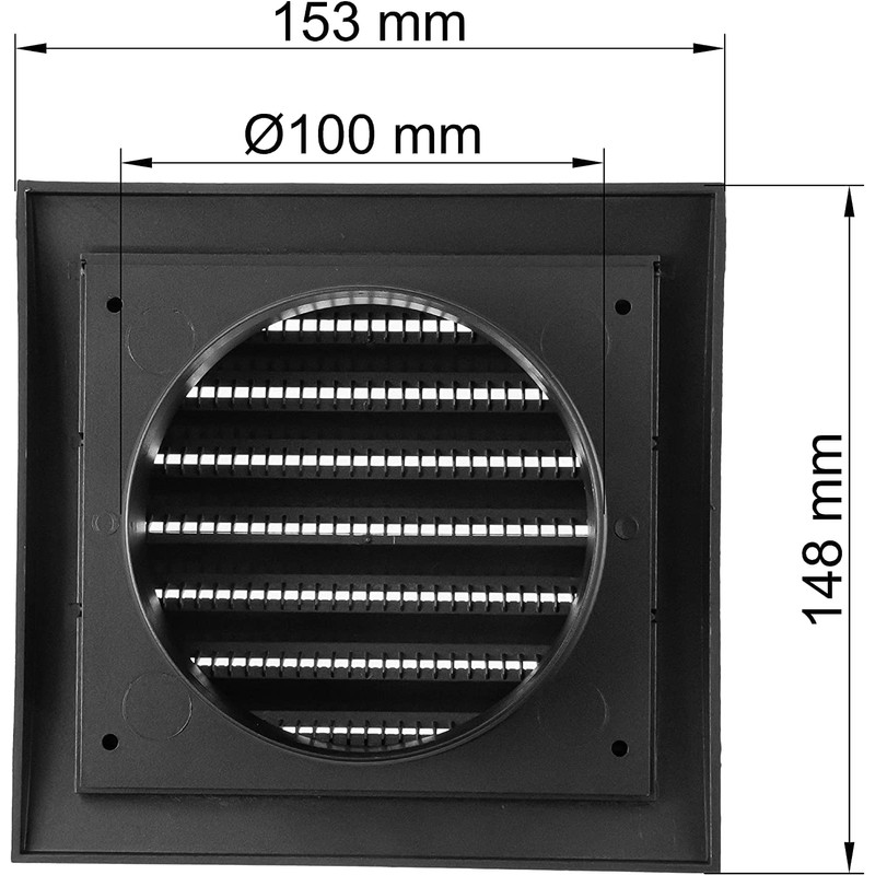 Vent Systems Diameter 100 mm - 148 x 153 mm,