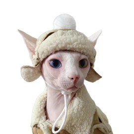 Cat Hats for Cats Only, Warm Cat‘s Beret Hat with Ear Holes, Pilot Cap Tiny Pets Party Costume, Cat Headwear Mini Hat SnugFit Sliding Toggles for Best Fit (Classic, Medium (10-15 lbs))