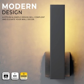 LEEKI - Modern Outdoor Light Fixture - L-Shaped Exterior Light Fixture - 14W 3000K - Anti Rust (Black, 14.5 Inch) - Sconces Wall Lighting