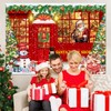 Red Christmas Photo Backdrop Santa's Toy Shop Banner 7x5FT Christmas