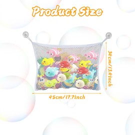 Bath Net Toy Storage, Bath Toy Storage Organiser, Bath Toy Net, Foldable Bath Toy Tidy and Bath Toy Holder with 2 Suction Cups for Mesh Bath,Keep Bathtub Water Mold Free,Transparent