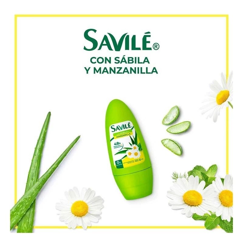 SAVILE 3 Pack Savile Desodorante Roll On Sabila Manzanilla Antiperspirant