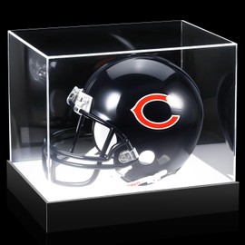 Chunful Acrylic Mini Helmet Display Case with LED Light 7.5 Inch Clear Adjustable Brightness 1/2 Football Baseball Helmet Showcase One-Piece Without Assembly UV Protection Gift for Sports Enthusiast