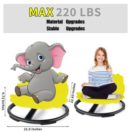UHCEMT Autism Kids Swivel Chair, Sensory Products Sit and Spin Spinning Activity Toy for Toddlers, Sensory Spinning Seat for Kids Training Body Coordination (Yellow)