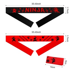 TMZELOA 10 Pieces Ninjas Headband Set, Ninja Party Accessories, Black Red Ninjas Party, Classic Ninja Headband for Children, Ninja Headband Ninja Party Gifts for Birthday Party Karate