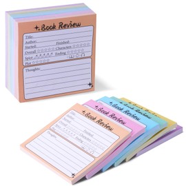 SUADENBook Review Sticky Notes Notepad - 6Pcs Back to School Mini Sticky Notes,Book Review Journals for Book Lovers,300 Sheets Small Notepads Bookish Bookworm Readers Gifts,Review Tracker Reading Log