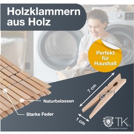 80 x Clothes Pegs Made of Real Wood – Large – Wooden Pegs – Wooden Clothes Pegs & Clothes Hanging & Crafts & Craft Pegs