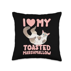 Flame Point Siamese Cat I Love My Toasted Marshmallow Throw Pillow