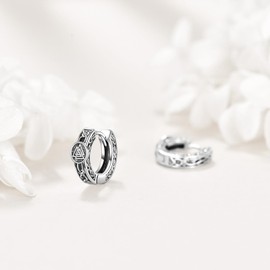 Viking Earrings S925 Sterling Silver, Viking Hoop Earrings, Celtic Men's Earrings, Viking Jewellery Gifts for Men Women Ladies, Sterling Silver, No Gemstone