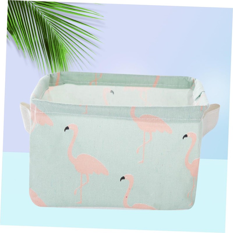 LABRIMP Flamingo Fabric Storage Bins with Handles Foldable Organizer for