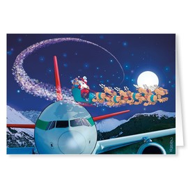Airplane Theme Christmas Card - 18 Aviation Christmas Cards & Envelopes