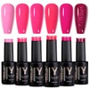 YOKE FELLOW Red Gel Nail Polish Set, 6 Pcs 10ML Christmas New Year Glitter Rose Red Gel Polish Kit Soak Off UV LED Burgundy Pink Red Gel Nail Kits Nail Art Design Gift for Women