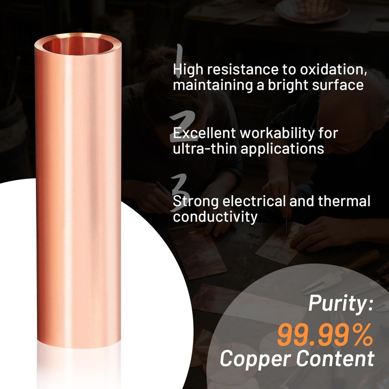 99.99% Pure Copper Foil for Crafts, 0.004''x4''x79''(0.1MM x 0.1M x