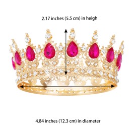 Feltent Hot Pink Crown for Women Crystal Tiara and Queen Crown for Women Wedding Headband for Bride Hair Accessories for Costume Birthday Party Cake Decoration Prom