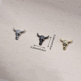 50PCS Bull Head Nail Charms, 3D Retro Alloy Nail Accessories Gold Silver Animal Designs Manicure Decorations for DIY Craft Making