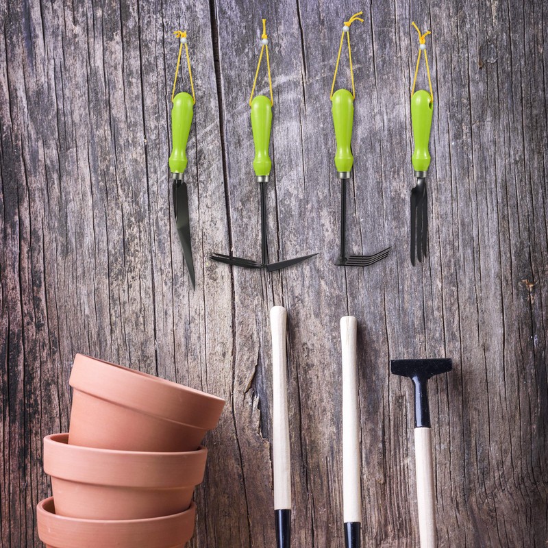 Relaxdays Garden tool set, 4 pieces, flower trowel, small rake,