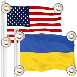 UD_G128 Combo Pack: American USA Flag 3x5 Ft & Ukraine Ukrainian Flag 3x5 Ft  Both LiteWeave Pro Series Printed 150D Polyester,