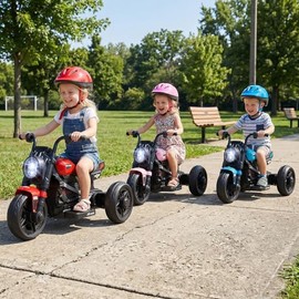 Costzon Toddler Motorcycle, 6V Chopper Kids Motorcycle Ride On Toy with LED Headlight, Music, Story, 3-Wheel Stable Electric Motorbike for Toddlers Boys Girls (Red, 31" x 18.5" x 19.5"(L x W x H))