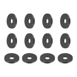 PATIKIL Nylon Flat Washers, 12 Pieces 0.12" ID x 0.39" OD x 0.04" Thickness Plastic Seal Gaskets Ring Flat Spacer for Sealing Plumbing Faucet Hose, Black