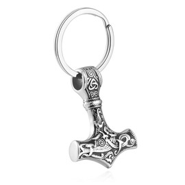 PiercingJak Men's Viking Pendant Mjolnir Thor's Hammer Odin Amulet Nordic Celtic Knot Stainless Steel Gift Lovers Love Friendship, silver