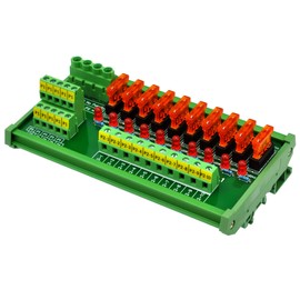 Electronics-Salon DIN Rail Mount 10 Position Power Distribution Fuse Module Board, for AC/DC 5~32V
