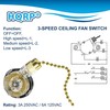 HQRP Ceiling Fan Pull Chain 3-Speed Control Switch compatible with