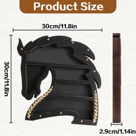 Wooden Crystal Display Shelf Horse Design Floating Shelf for Rocks, Stones, Crystals, Essential Oils Storage, Wall Mounted Shelf, Gothic Rustic Boho Style Wall Art Decor, 11.8x11.8 inches