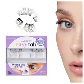 KISS imPRESS Falsies Easy Tab Press On Self Adhesive Eyelashes, Black, 'Classy Natural', 1 Pair of 6mm-7mm Inner Natural Volume Eyelash Clusters & 1 Pair of 6mm-10mm Outer Half-Lashes with Easy Tabs