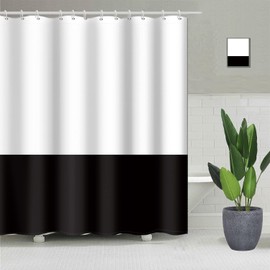 SDOTPMT 105 x 160 cm White Black Shower Curtain Simple Theme Bath Curtain Classic Traditional Bath Curtain Fabric Polyester Waterproof for Bathroom with Hooks